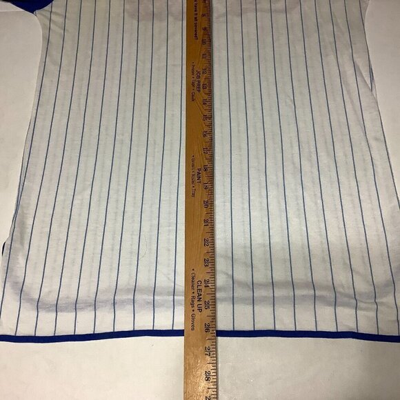 Vintage Coca Cola Ringer Baseball Striped T Shirt Size L 12-14 Blue/White USA - Picture 7 of 7